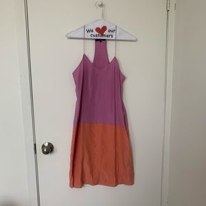 Tibi Color Block Silk Dress